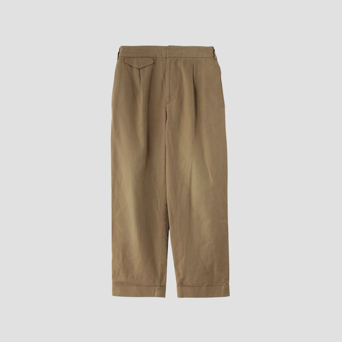 COTTON LINEN PLAIN WEAVE TROUSERS