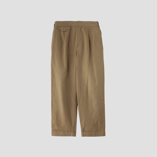 COTTON LINEN PLAIN WEAVE TROUSERS