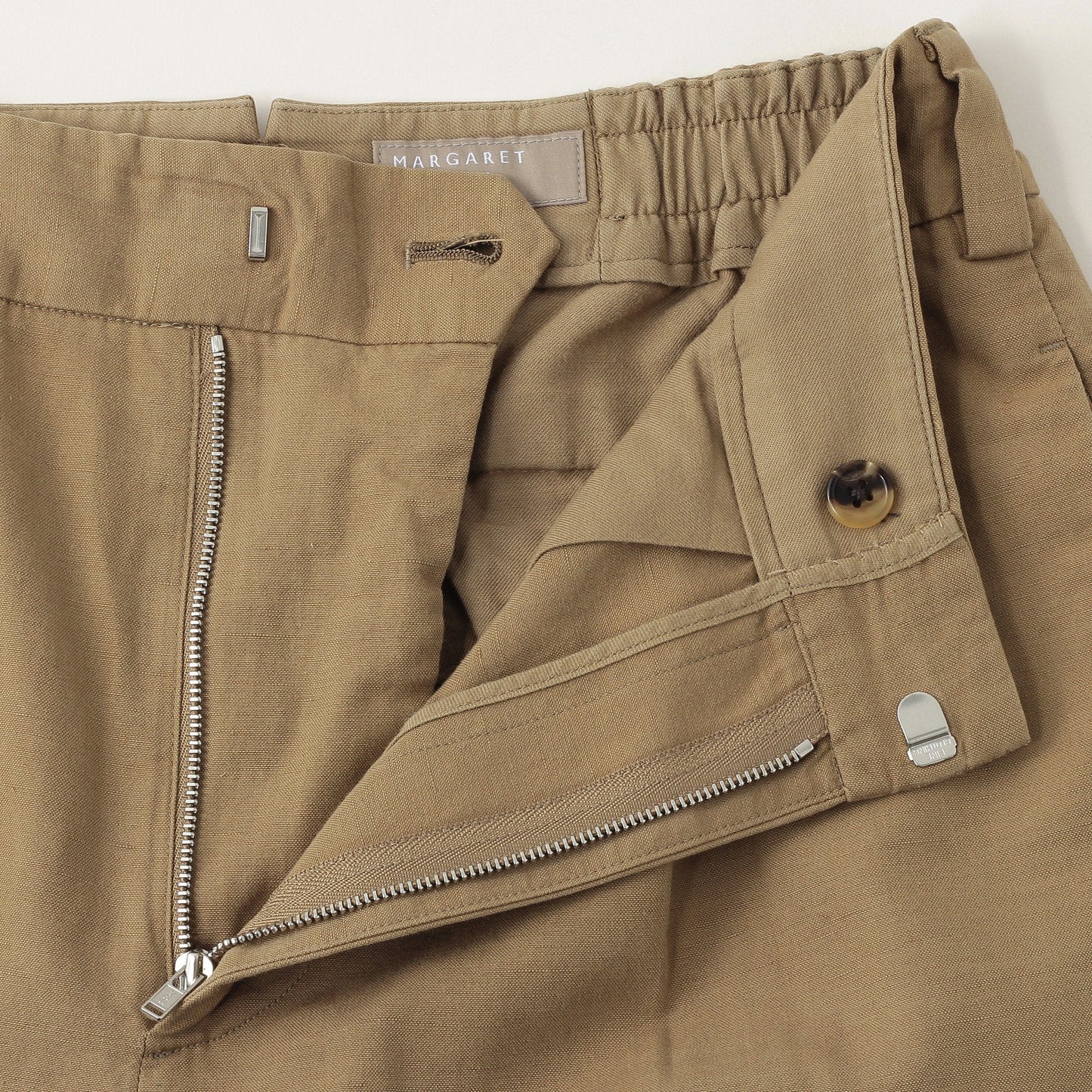 COTTON LINEN PLAIN WEAVE TROUSERS