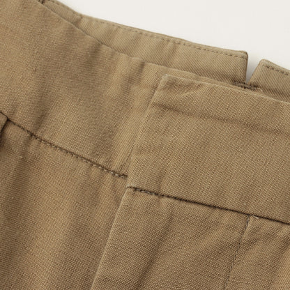 COTTON LINEN PLAIN WEAVE TROUSERS