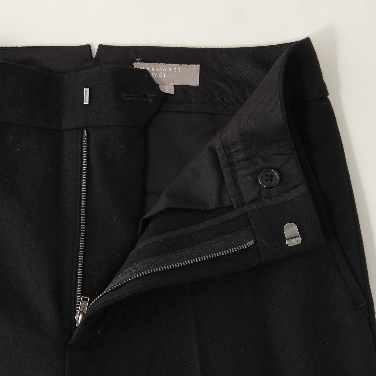 WASHED WOOL TWILL TROUSERS