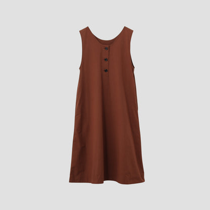 PLAIN COTTON SILK DRESS