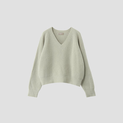 WOOL CASHMERE SILK V NECK JUMP KNIT