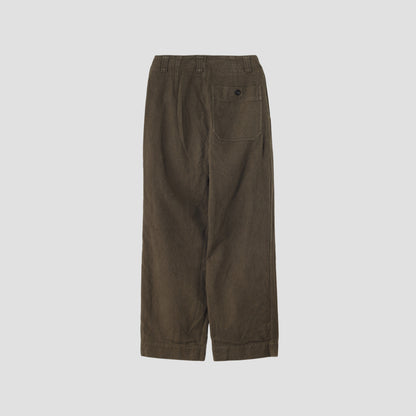 WORN LINEN COTTON DRILL TROUSERS