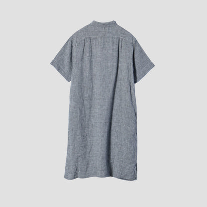 BLACK&WHITE SHIRTING LINEN DRESS