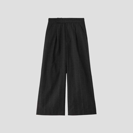 WIDE STRIPE FINE WOOL TROUSERS