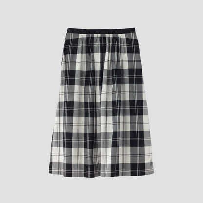 MONO CHECK SILK COTTON SKIRT