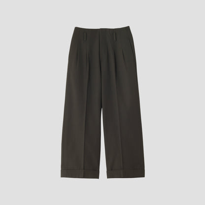 COMPACT COTTON WOOL TROUSERS