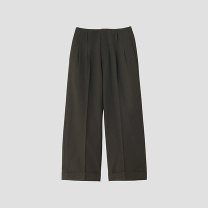 COMPACT COTTON WOOL TROUSERS