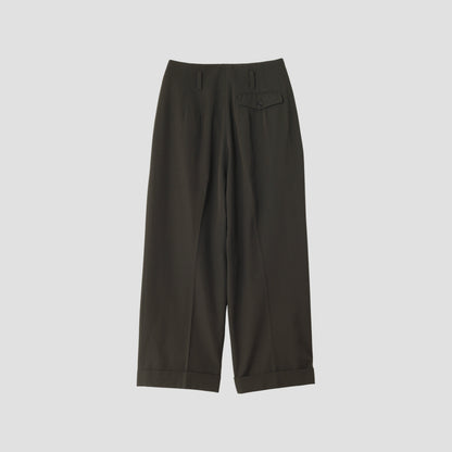 COMPACT COTTON WOOL TROUSERS