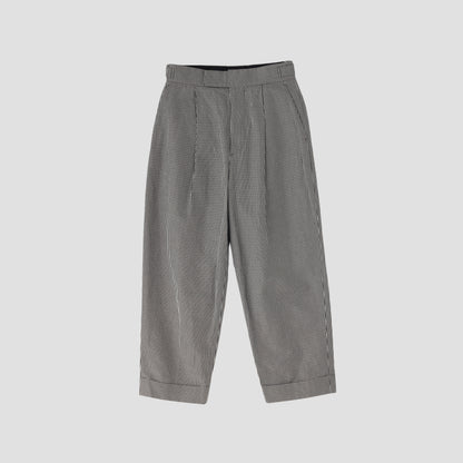 COTTON LINEN GINGHAM TROUSERS