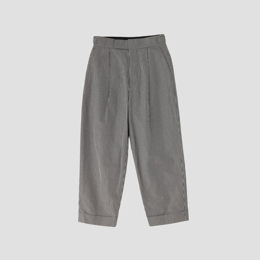 COTTON LINEN GINGHAM TROUSERS