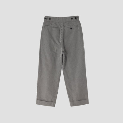 COTTON LINEN GINGHAM TROUSERS