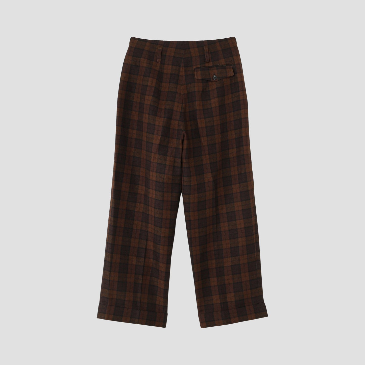 CHECK WOOL LINEN BLEND TROUSERS