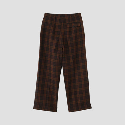 CHECK WOOL LINEN BLEND TROUSERS