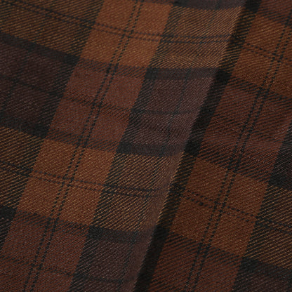 CHECK WOOL LINEN BLEND TROUSERS