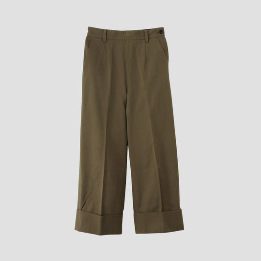 WASHED COTTON TWILL TROUSERS