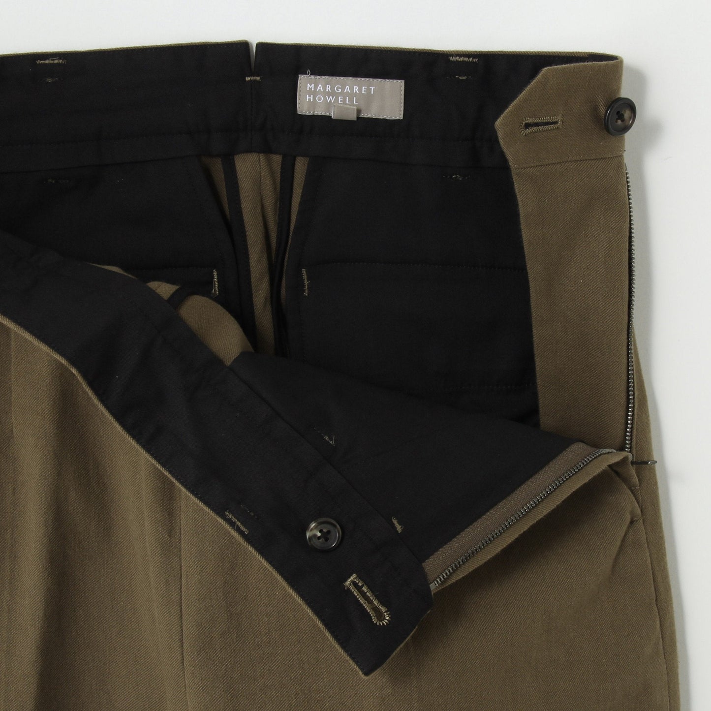 WASHED COTTON TWILL TROUSERS