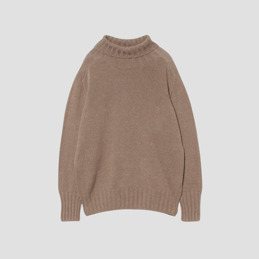 LINEN COTTON WIDE ROLL NECK KNIT