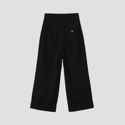 WOOL COTTON TWILL TROUSERS