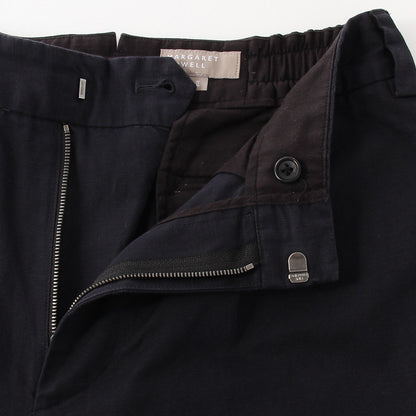 COTTON LINEN PLAIN WEAVE TROUSERS