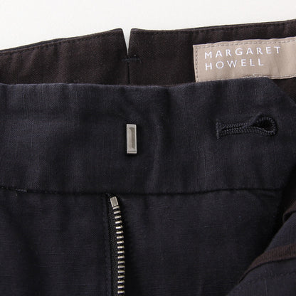 COTTON LINEN PLAIN WEAVE TROUSERS