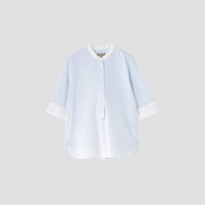 FINE STRIPE COTTON LINEN SHIRT