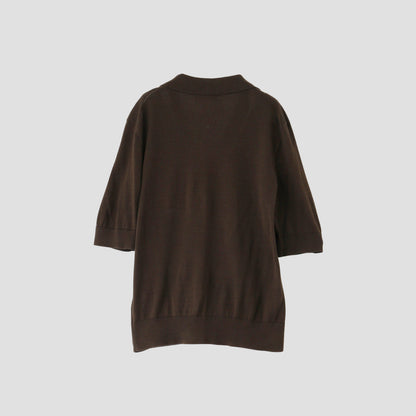 PLAIN OPEN COLLAR JUMPER KNIT