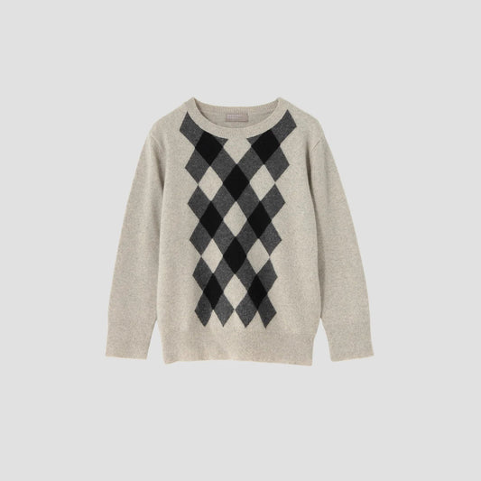WOOL CASHMERE ARGYLE KNIT