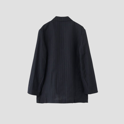 CHALK STRIPE LINEN WOOL JACKET