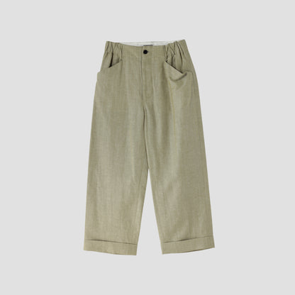 WOOL LINEN HOPSACK TROUSERS