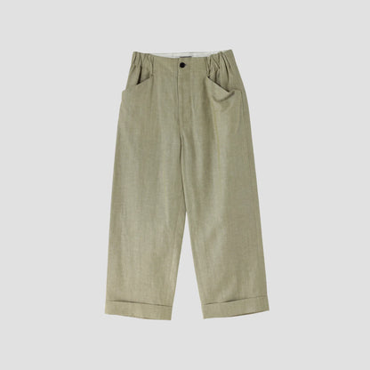 WOOL LINEN HOPSACK TROUSERS