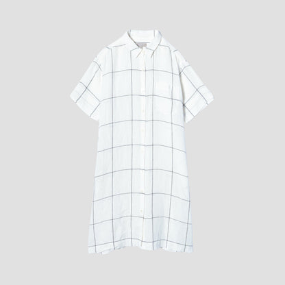 LARGE WINDOWPANE LINEN DRESS