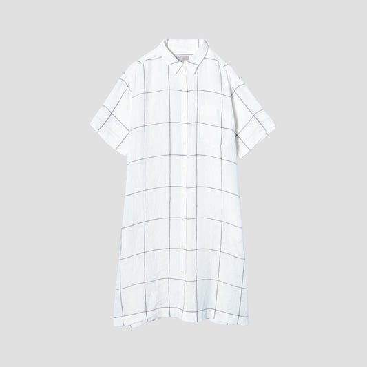 LARGE WINDOWPANE LINEN DRESS