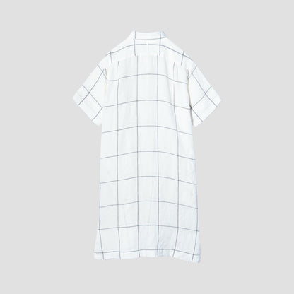 LARGE WINDOWPANE LINEN DRESS