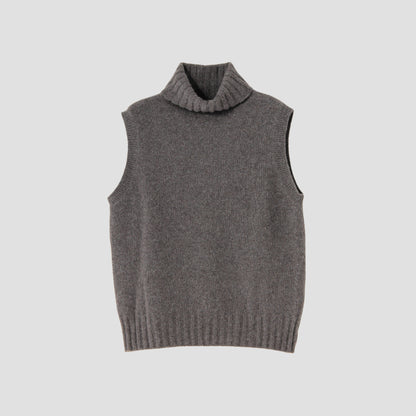 CASHMERE SLEEVELESS ROLL NECK KNIT