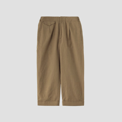 COTTON LINEN PLAIN WEAVE TROUSERS