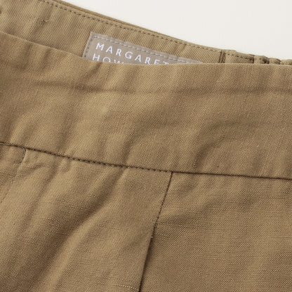 COTTON LINEN PLAIN WEAVE TROUSERS