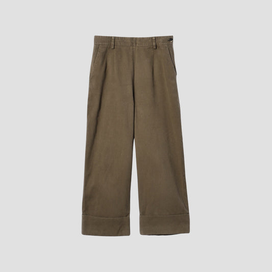 WASHED COTTON TWILL TROUSERS