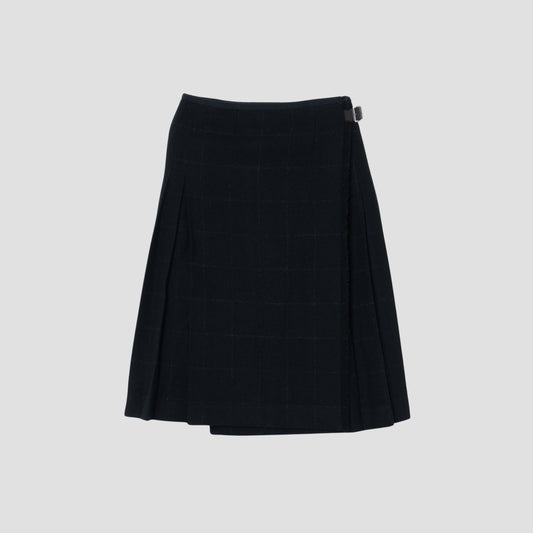 BLACK WINDOWPANE CHECK SKIRT