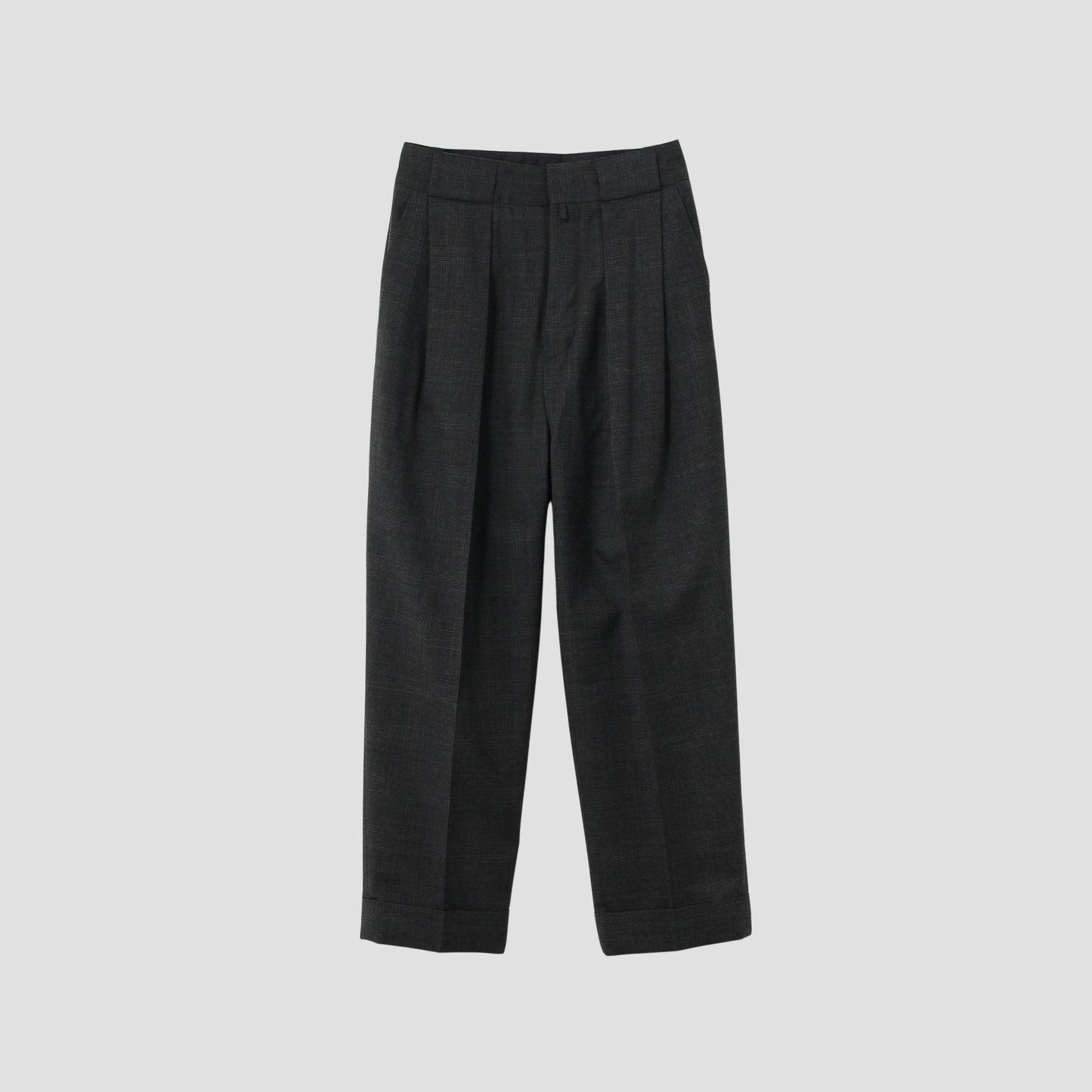 FINE GLEN CHECK WOOL TROUSERS