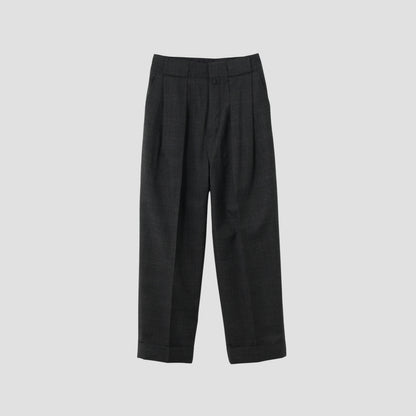 FINE GLEN CHECK WOOL TROUSERS
