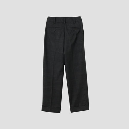 FINE GLEN CHECK WOOL TROUSERS