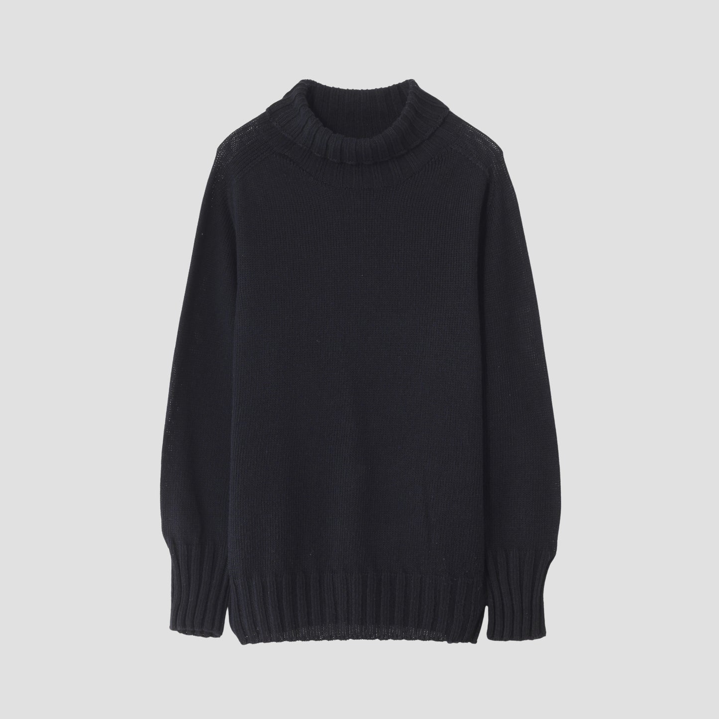 LINEN COTTON WIDE ROLL NECK KNIT