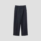 CHALK STRIPE LINEN WOOL TROUSERS
