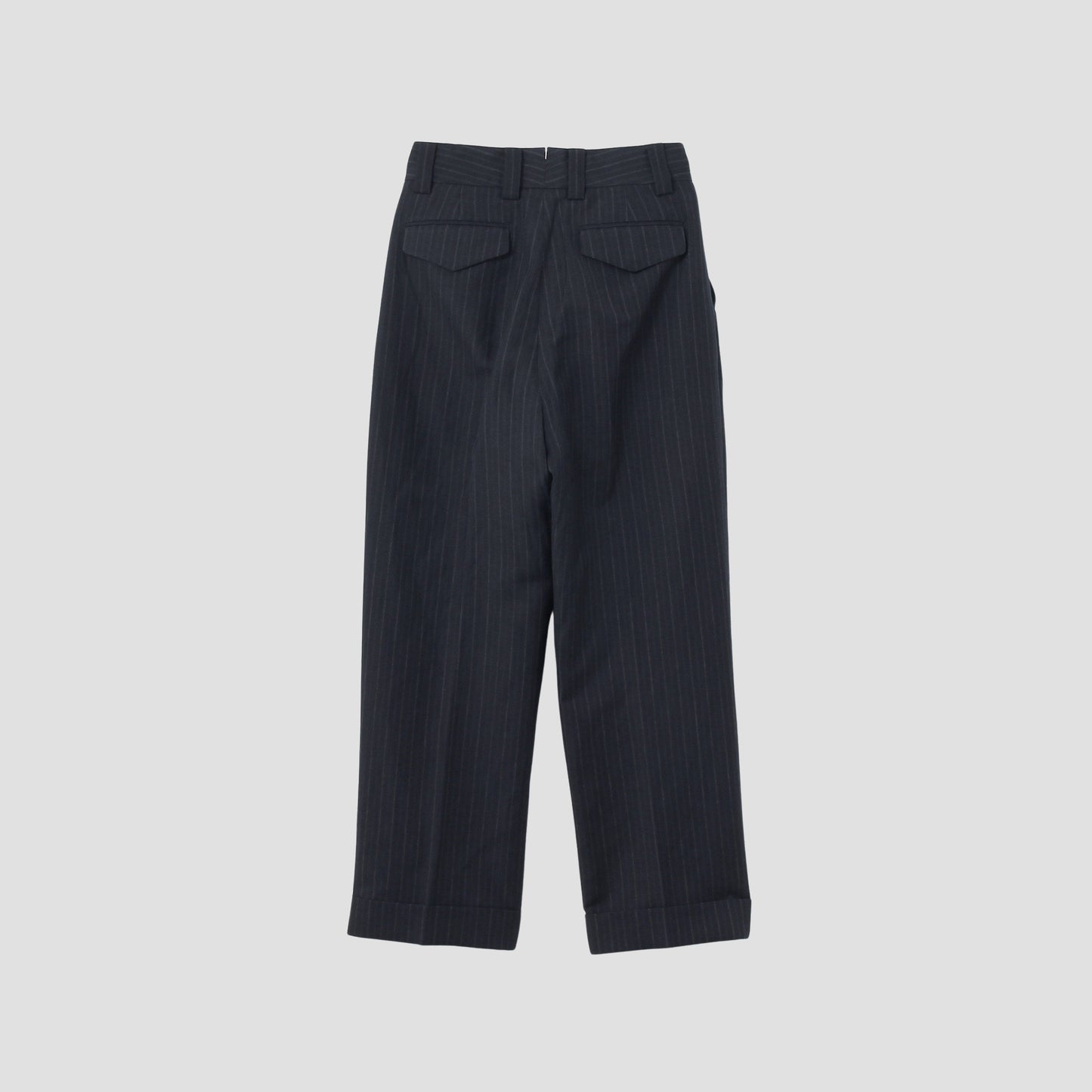 CHALK STRIPE LINEN WOOL TROUSERS