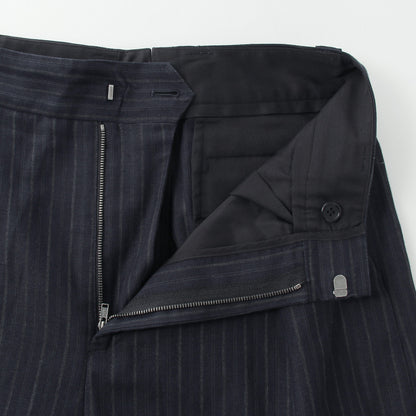 CHALK STRIPE LINEN WOOL TROUSERS