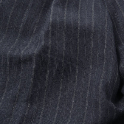 CHALK STRIPE LINEN WOOL TROUSERS