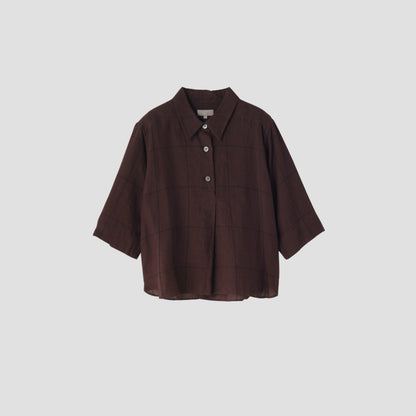 LARGE WINDOWPANE LINEN SHIRT