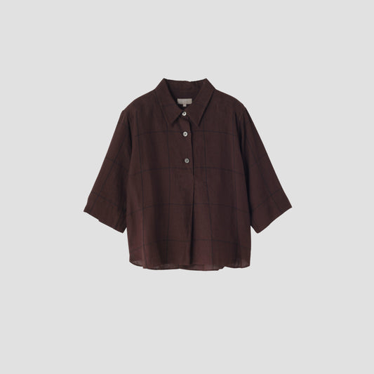 LARGE WINDOWPANE LINEN SHIRT